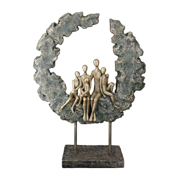 Γλυπτό Round "Familie" Πολυρεζίνη Χρυσό Πράσινο PU 14x8x32.5cm