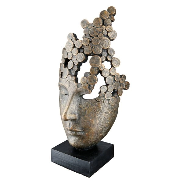 Γλυπτό "Female Mask" Face Motif Πολυρεζίνη Μπρούντζινο PU 15x10x31.5cm