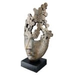 Γλυπτό "Female Mask" Face Motif Πολυρεζίνη Μπρούντζινο PU 15x10x31.5cm