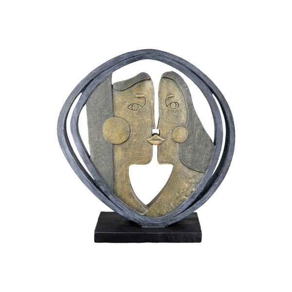 Γλυπτό Round "Abstract" Couple Motif Πολυρεζίνη Μαύρο Μπρούντζινο PU 28.5x8x31cm