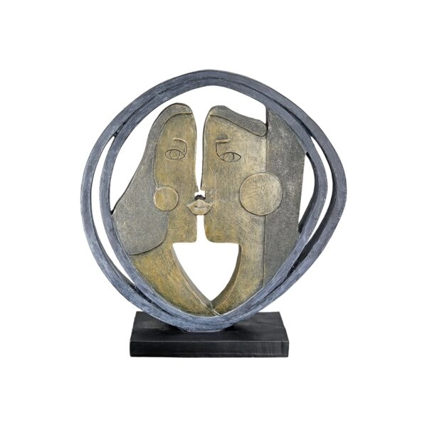 Γλυπτό Round "Abstract" Couple Motif Πολυρεζίνη Μαύρο Μπρούντζινο PU 28.5x8x31cm