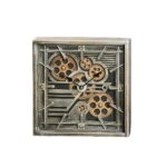 Ρολόι τετράγωνο "Quadro" Γρανάζια Μοτίφ Μεταλλικό Συνθετικό Μαύρο Ασημί 27X7X27Cm 27X7X27Cm