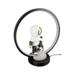 Τραπέζι Λάμπα (Led) Astronaut "Apollo" Πολυρεζίνη Μαύρο Γκρι PU 30.5x14.5x33cm