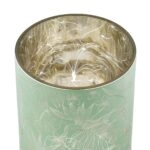 Φανάρι Καταιγίδας Cylindrical "Tropic" Leaf Motif Γυάλινο Πράσινο Pink PU 18 Pcs. Assorted H. cm D. 7 cm