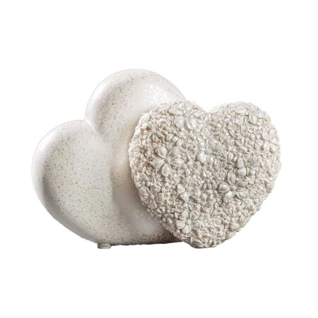 Διακοσμητικό Καρδιά "Flower Heart" Λουλουδάτο Design Πολυρεζίνη Ασημένιο Λευκό PU 4 18x8.5x13cm