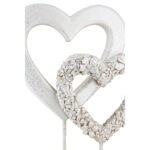 Stand Relief Καρδιά "Flower Heart" Λουλουδάτο Design Πολυρεζίνη Ασημένιο Λευκό PU 4 14.5x6.5x24cm