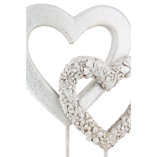 Stand Relief Καρδιά "Flower Heart" Λουλουδάτο Design Πολυρεζίνη Ασημένιο Λευκό PU 4 14.5x6.5x24cm