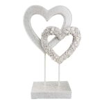 Stand Relief Καρδιά "Flower Heart" Λουλουδάτο Design Πολυρεζίνη Ασημένιο Λευκό PU 4 14.5x6.5x24cm