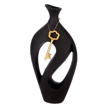 Βάζο "Schlussel" Key Motif Αλουμίνιο Μαύρο PU 19x8.5x38cm