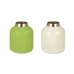 Βάζο "Roro" Μέταλλο Cream Πράσινο PU Pcs. Assorted H. 10 cm D. 85 cm