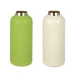Βάζο "Roro" Μέταλλο Cream Πράσινο PU 2 Pcs. Assorted H. 20 cm D. 85 cm