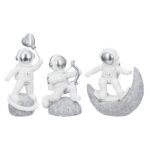 Figure Astronaut Poly White Silver Ποικιλία 3 φορές 11X5X12Cm 11X5X12Cm