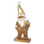 Φιγούρα Santa "Natal" Αλουμίνιο Mango Ξύλο Ecru Χρυσό Λευκό PU 12.5x6x30.5cm