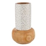 Βάζο "Black & White" Dotted Striped Ξύλο Ecru Λευκό PU Pcs. Assorted H. 19 cmd. 12 cm