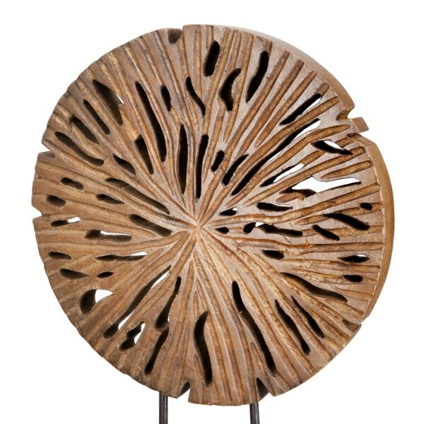 Stand Relief Round "Disk" Mango Ξύλο Μαύρο Brown PU 24x8x47cm