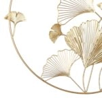 Ανάγλυφο τοίχου Στρογγυλό μοτίβο Ginkgo Μεταλλικό Χρυσό D50Cm D50Cm