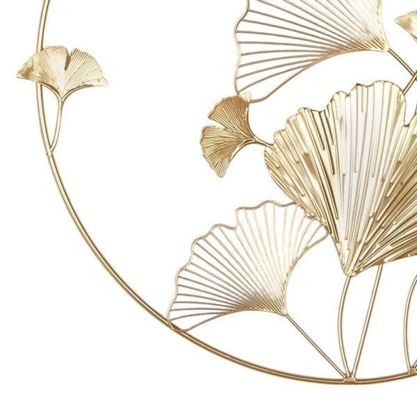 Ανάγλυφο τοίχου Στρογγυλό μοτίβο Ginkgo Μεταλλικό Χρυσό D50Cm D50Cm