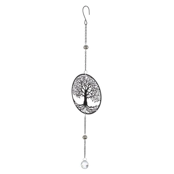 Κρεμάστρα Round Tree Of Life Motif Metal Black 15X3X58Cm 15X3X58Cm