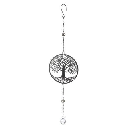 Κρεμάστρα Round Tree Of Life Motif Metal Black 15X3X58Cm 15X3X58Cm