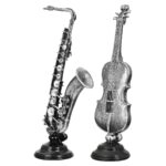 Γλυπτική Συνθετική Ρητίνη Ασημί Χρώμα 2 Ποικιλία 15X10X37Cm 15X10X37Cm