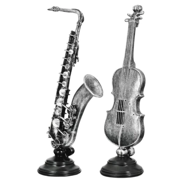 Γλυπτική Συνθετική Ρητίνη Ασημί Χρώμα 2 Ποικιλία 15X10X37Cm 15X10X37Cm