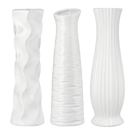 Βάζο Κεραμικό Λευκό Ποικιλία 3 φορές D13X46Cm D13X46Cm