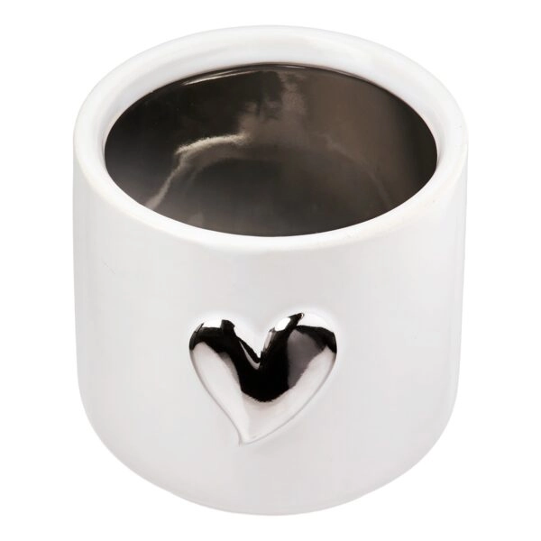 Planter Heart Motif Κεραμικό Λευκό D8X9Cm D8X9Cm