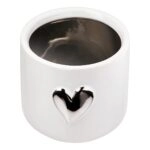 Planter Heart Motif Κεραμικό Λευκό D8X9Cm D8X9Cm