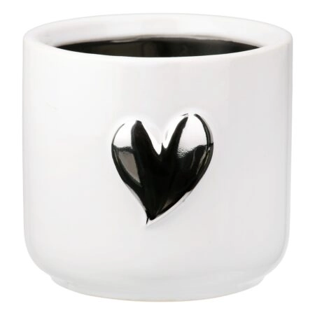 Planter Heart Motif Κεραμικό Λευκό D8X9Cm D8X9Cm