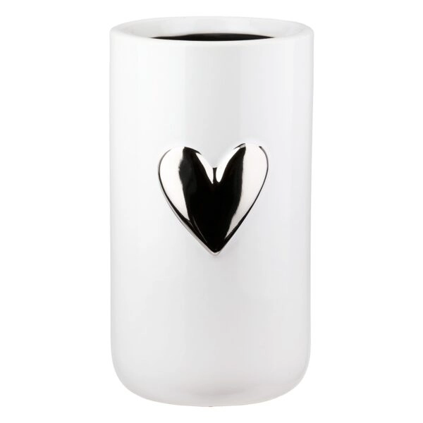 Βάζο Καρδιά Μοτίφ Κεραμικό Λευκό D9X16Cm D9X16Cm