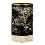 Φανάρι (Led) Κυλινδρικό Μοτίβο Ελέφαντα Μεταλλικό Μαύρο D9X15Cm D9X15Cm