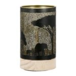 Φανάρι (Led) Κυλινδρικό Μοτίβο Ελέφαντα Μεταλλικό Μαύρο D9X15Cm D9X15Cm