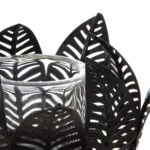 Κηροπήγιο ρεσώ Φύλλο Μοτίφ Μεταλλικό Μαύρο 23X23X12Cm 23X23X12Cm