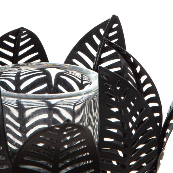 Κηροπήγιο ρεσώ Φύλλο Μοτίφ Μεταλλικό Μαύρο 23X23X12Cm 23X23X12Cm