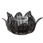 Κηροπήγιο ρεσώ Φύλλο Μοτίφ Μεταλλικό Μαύρο 23X23X12Cm 23X23X12Cm