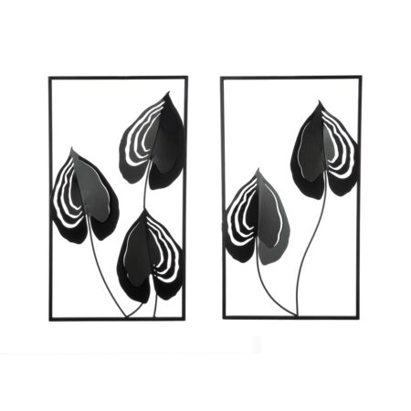 Ανάγλυφο τοίχου μοτίβο φύλλου μεταλλικό μαύρο 2 Ποικιλία 30X2X55Cm 30X2X55Cm