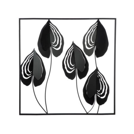 Ανάγλυφο τοίχου Μοτίβο φύλλου μεταλλικό μαύρο 55X2X55Cm 55X2X55Cm