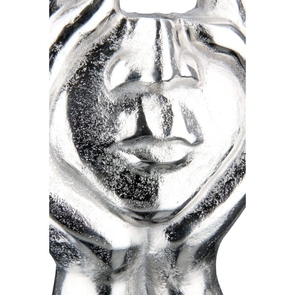 Face Βάζο Hands "Pose" Face Motif Αλουμίνιο Ασημένιο PU 18x12X30cm