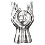 Face Βάζο Hands "Pose" Face Motif Αλουμίνιο Ασημένιο PU 18x12X30cm
