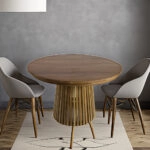 Artekko Munggur Remi Ξύλινο Στρογγυλό Τραπέζι Ροτόντα σε Φυσική Απόχρωση (120x120x75)cm