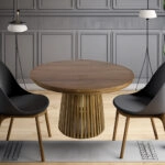 Artekko Munggur Remi Ξύλινο Στρογγυλό Τραπέζι Ροτόντα σε Φυσική Απόχρωση (120x120x75)cm