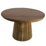 Artekko Munggur Remi Ξύλινο Στρογγυλό Τραπέζι Ροτόντα σε Φυσική Απόχρωση (120x120x75)cm