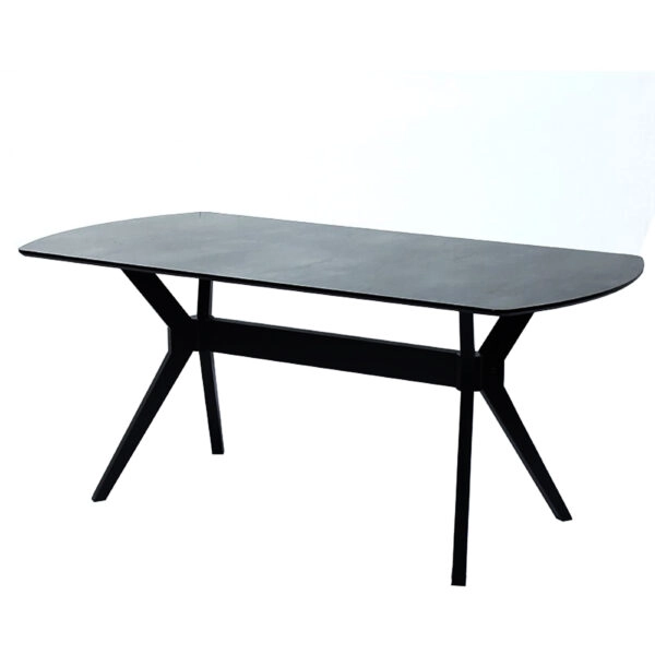 Ares Τραπέζι με Plexiglass/MDF Εφέ Μαρμάρου και Μεταλλική Βάση Μαύρα Πόδια (183x93x75)cm