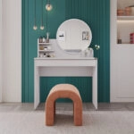 Τουαλέτα με καθρέπτη Dior Megapap χρώμα λευκό του πάγου 90x45x138εκ.