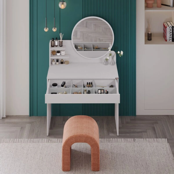 Τουαλέτα με καθρέπτη Dior Megapap χρώμα λευκό του πάγου 90x45x138εκ.