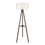 Φωτιστικό δαπέδου Thomas Megapap E27 Mdf/ύφασμα Pvc χρώμα καρυδί - κρεμ 38x38x135εκ.