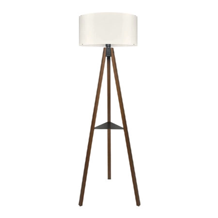 Φωτιστικό δαπέδου Thomas Megapap E27 Mdf/ύφασμα Pvc χρώμα καρυδί - κρεμ 38x38x135εκ.