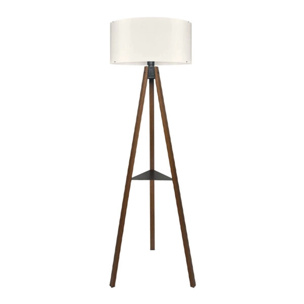 Φωτιστικό δαπέδου Thomas Megapap E27 Mdf/ύφασμα Pvc χρώμα καρυδί - κρεμ 38x38x135εκ.