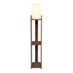 Φωτιστικό δαπέδου Verma I Megapap E27 Mdf/ύφασμα Pvc χρώμα καρυδί - κρεμ 18,5x18,5x142εκ.