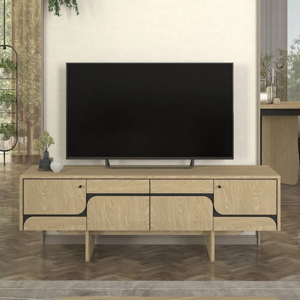 Έπιπλο τηλεόρασης Lava Megapap χρώμα rota oak - ανθρακί 150x35x51,3εκ.